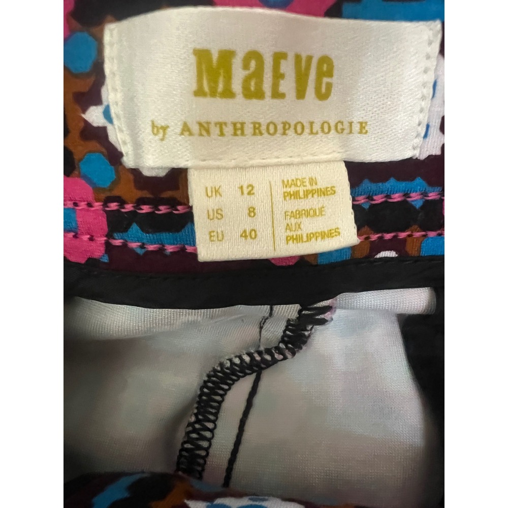 Anthropologie Maeve Slim Ponte Pants size  8 bright maximalist colorful‎ artsy - Picture 5 of 9